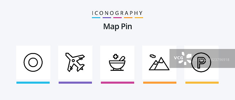 旅行主题地图定位线性图标图片素材