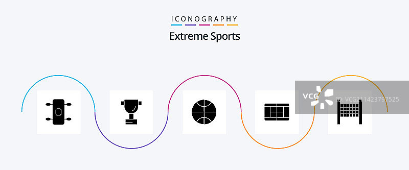 体育字形图标包（含网球等5个图标）图片素材