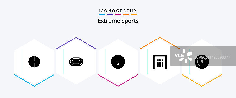 包含运动球的25个体育字形图标包图片素材
