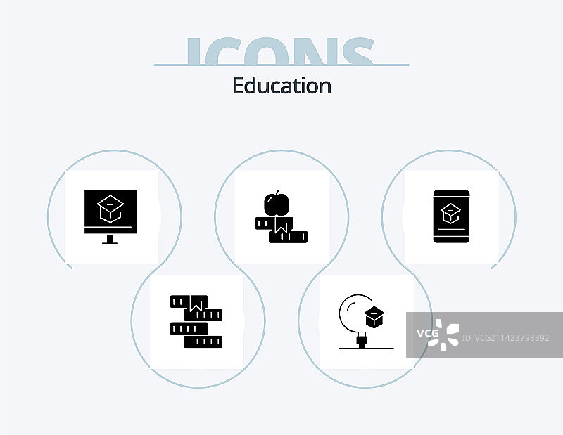 学校教育字形图标包设计（五款）图片素材