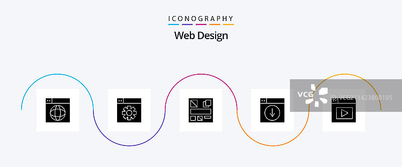 网页设计字形5图标包，包含设计图片素材