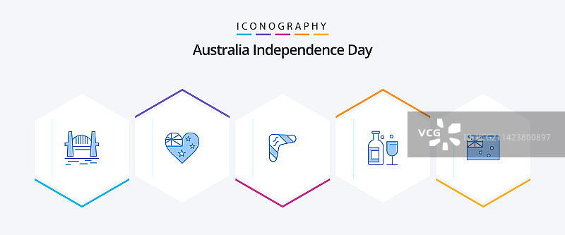 澳大利亚独立日25蓝色图标包图片素材