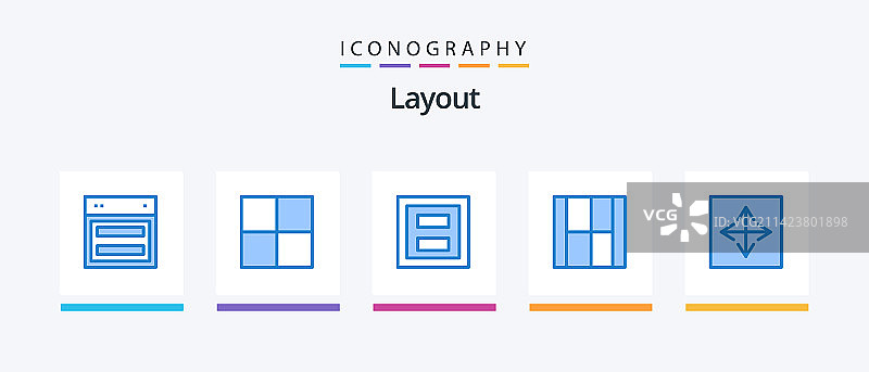 包含角形框架的蓝色5图标包布局图片素材