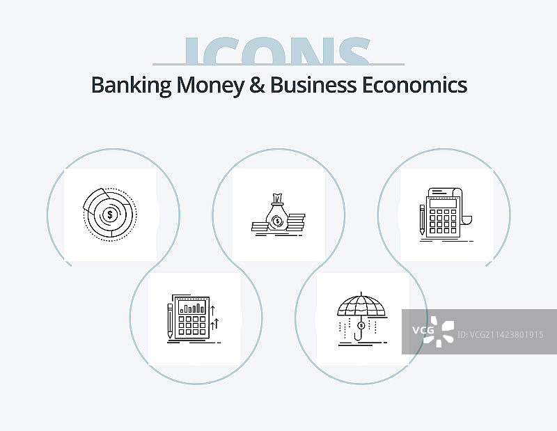 银行理财与商业经济线条图标图片素材