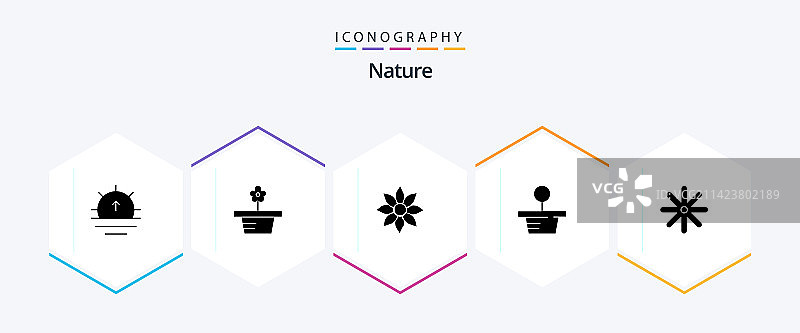 25个自然字形图标包，包含自然元素图片素材