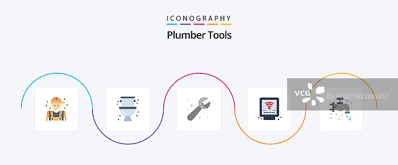 包含水管工的扁平风格5图标包图片素材