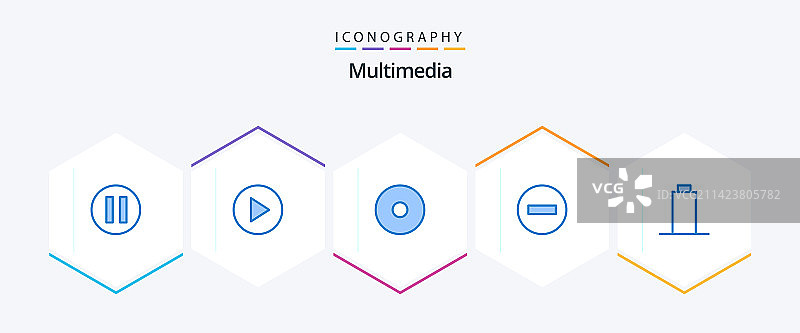 多媒体蓝色图标包25个图片素材
