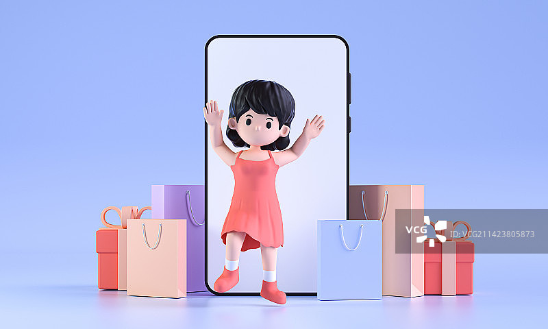 3D渲染互联网手机购物图片素材