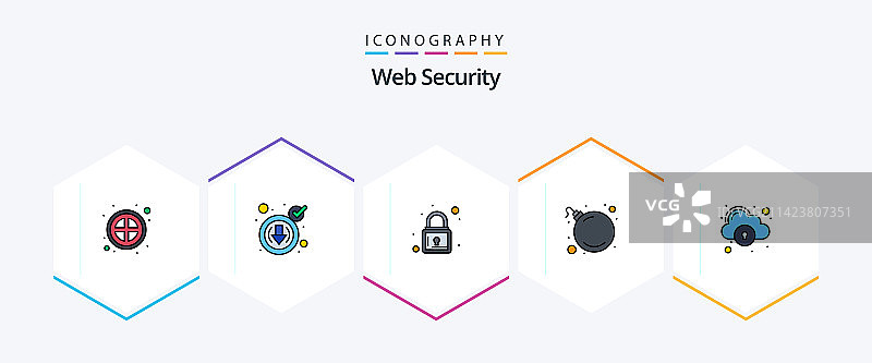网络安全25个填充线图标包图片素材