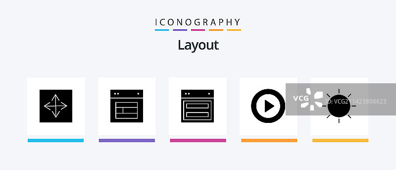 包含版式设计的字形图标包5个图片素材