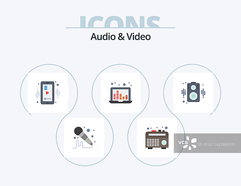 音频和视频扁平图标包5图标设计图片素材