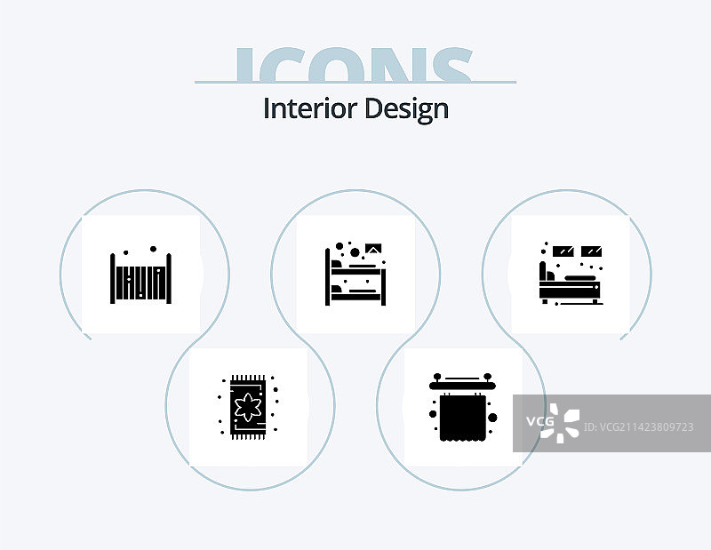 室内设计Glyph图标包，共5个图标设计图片素材