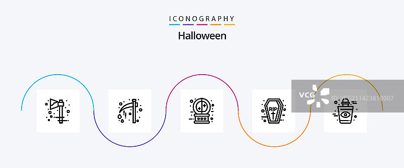 包含血液的万圣节线条5图标包图片素材