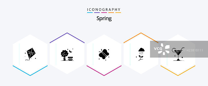 春季雨季自然25个字形图标包图片素材