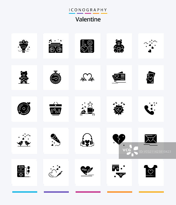 25个情人节标志实体黑色图标包图片素材