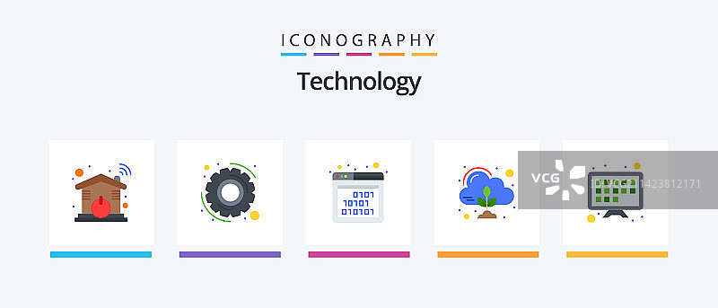 包含电视屏幕的科技扁平风格5图标包图片素材