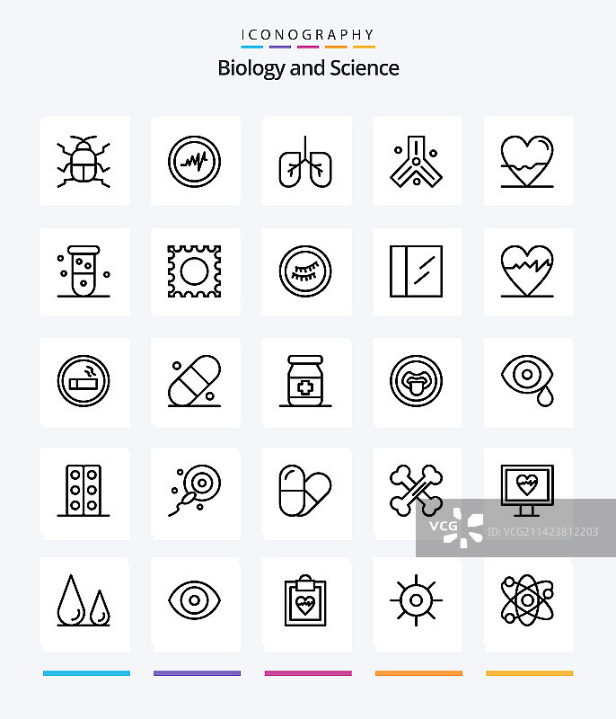 创意生物学轮廓图标包图片素材