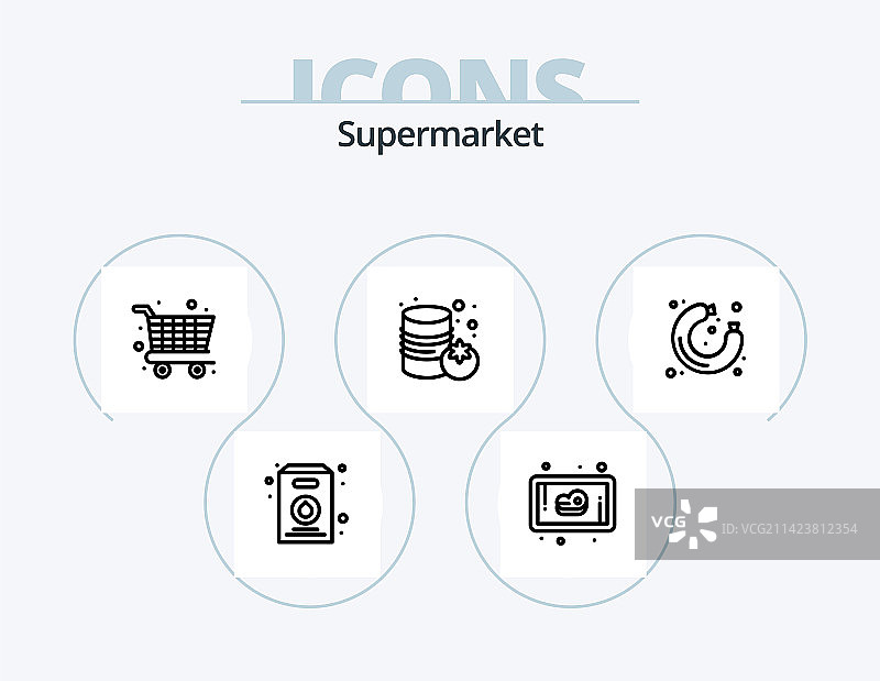 5款食品超市线性图标设计图片素材