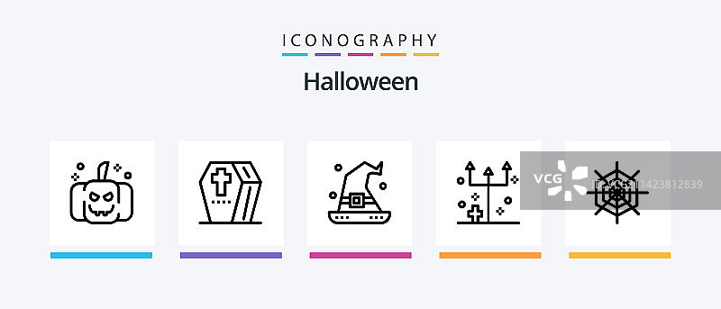 万圣节线性图标包，包括镜子图片素材