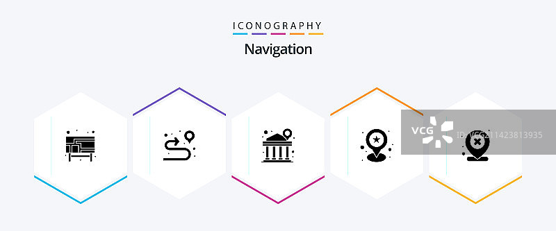 25个轮廓风格导航图标包，包含地图图片素材