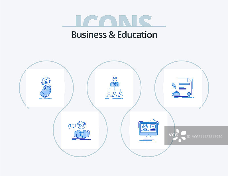 商业和教育蓝色图标包（5个图标）图片素材