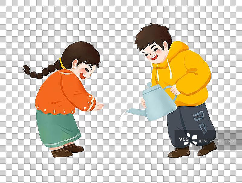 植树节插画元素种树的儿童图片素材