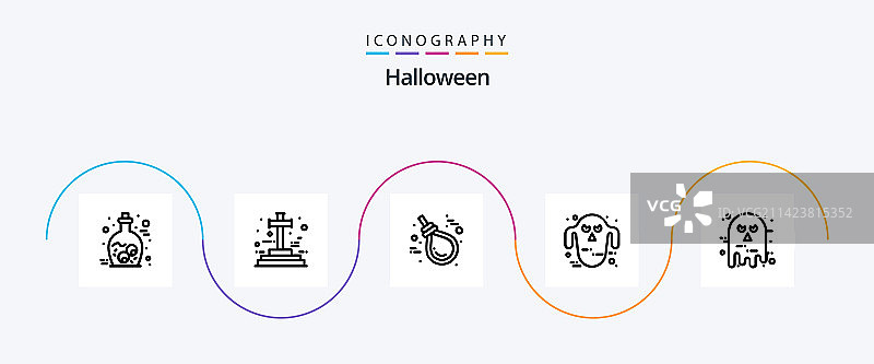 万圣节线条头像图标套装图片素材
