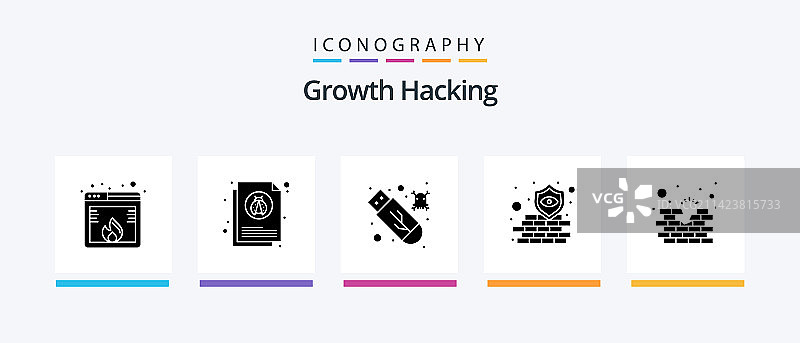 包含盾牌的黑客字形图标图片素材