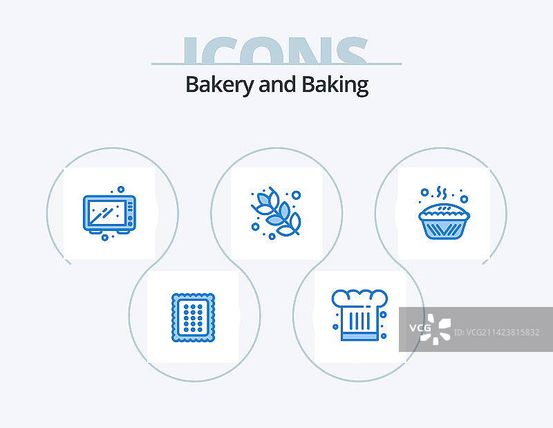 蓝色烘焙图标包（5个图标设计：面粉烘焙）图片素材