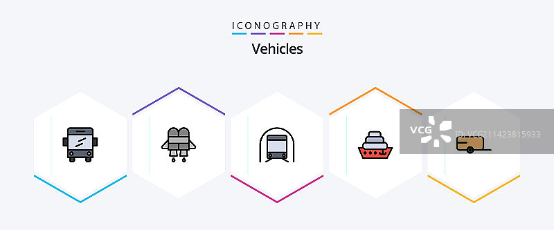 交通工具25个填充线条图标包图片素材