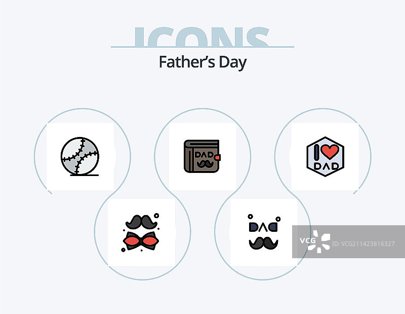 父亲节线性填充图标包5个图标设计图片素材