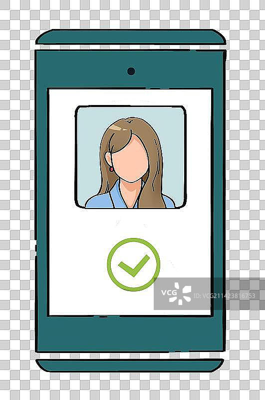 手机女性人脸识别图片素材