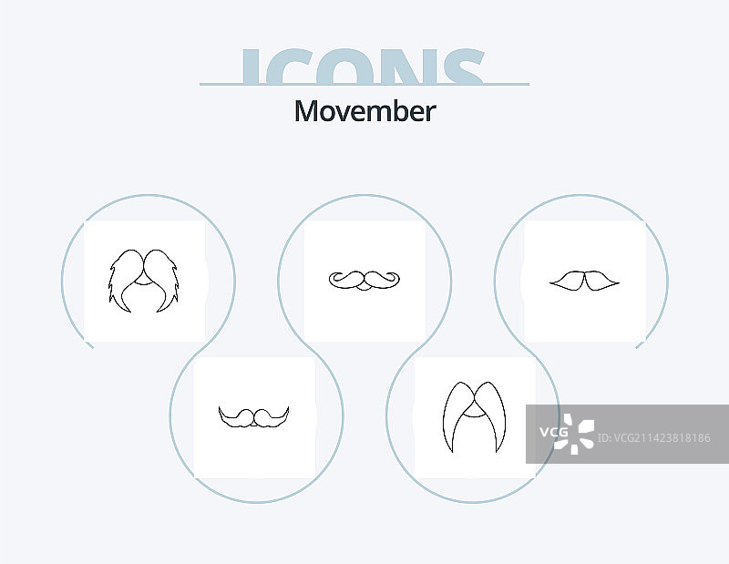 胡须月线性图标包 5：胡须设计图片素材