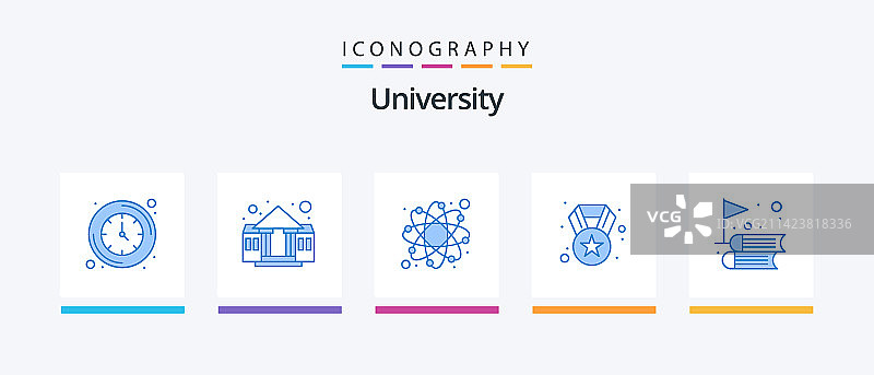 大学蓝色5图标包，包含教育图片素材