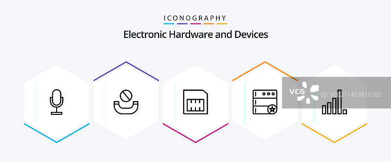 包含电话卡的25个线性设备图标包图片素材