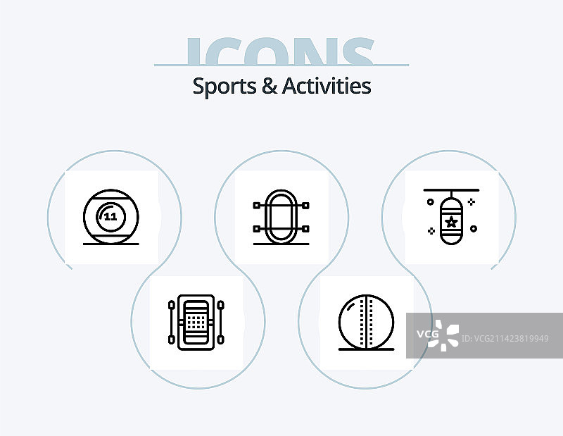 体育和活动线性图标包（5个图标）图片素材