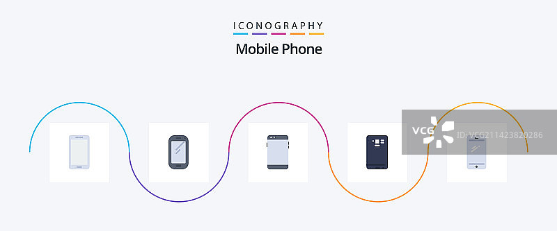 包含背面的手机扁平5图标包图片素材