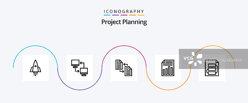 项目规划线条5图标包，包含页面图片素材