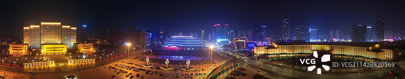 新乡 地标 航拍 平原博物院 红旗区 新乡博物馆 文化艺术中心 宝龙城市广场图片素材