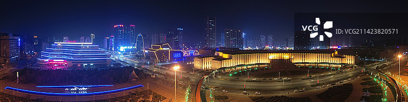 新乡 地标 航拍 平原博物院 红旗区 新乡博物馆 文化艺术中心 宝龙城市广场图片素材