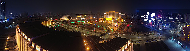 新乡 地标 航拍 平原博物院 红旗区 新乡博物馆 文化艺术中心 宝龙城市广场图片素材