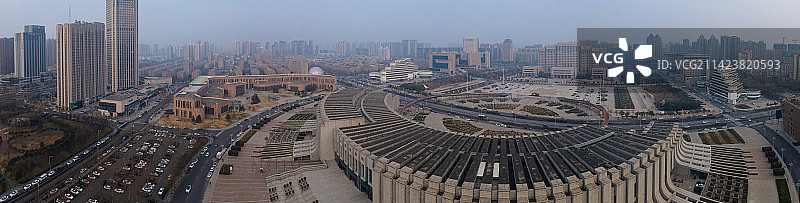 新乡 地标 航拍 平原博物院 红旗区 新乡博物馆 文化艺术中心 宝龙城市广场图片素材