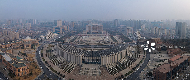 新乡 地标 航拍 平原博物院 红旗区 新乡博物馆 文化艺术中心 宝龙城市广场图片素材