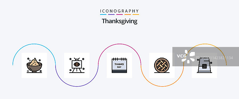 感恩节主题线性填充扁平图标包图片素材