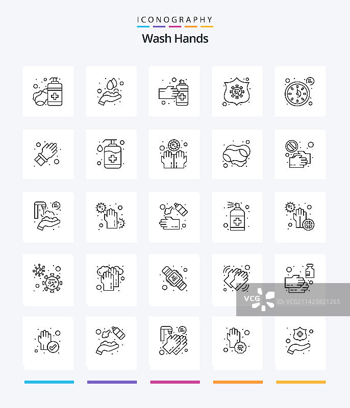 创意洗手25款轮廓图标包图片素材