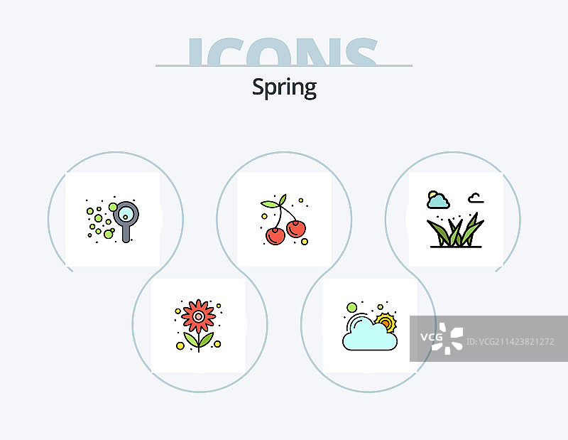 春天线性填充图标包5之自然设计图片素材