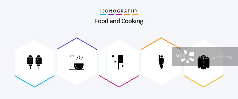 食物标志符号图标包25个，包括热狗食品图片素材