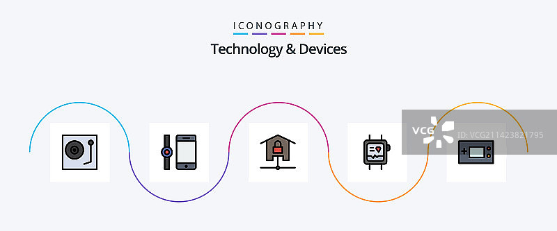 设备线条填充扁平风格5图标包图片素材