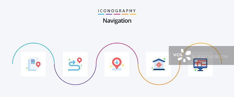 扁平风格导航图标（含定位）图片素材