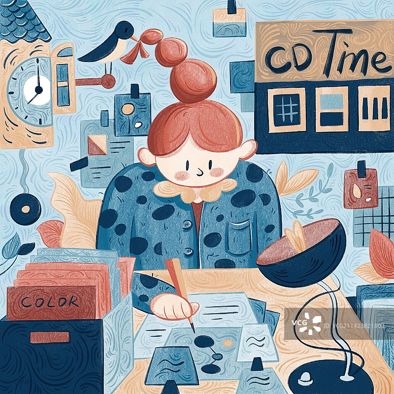 插画师人物场景线条纹理插画图片素材